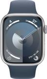 Apple Watch Series 9 (GPS) - 64GB - 45 mm - Silber Aluminiumgehäuse with Sturmblau Kautschuk Sportarmband - Einheitsgröße