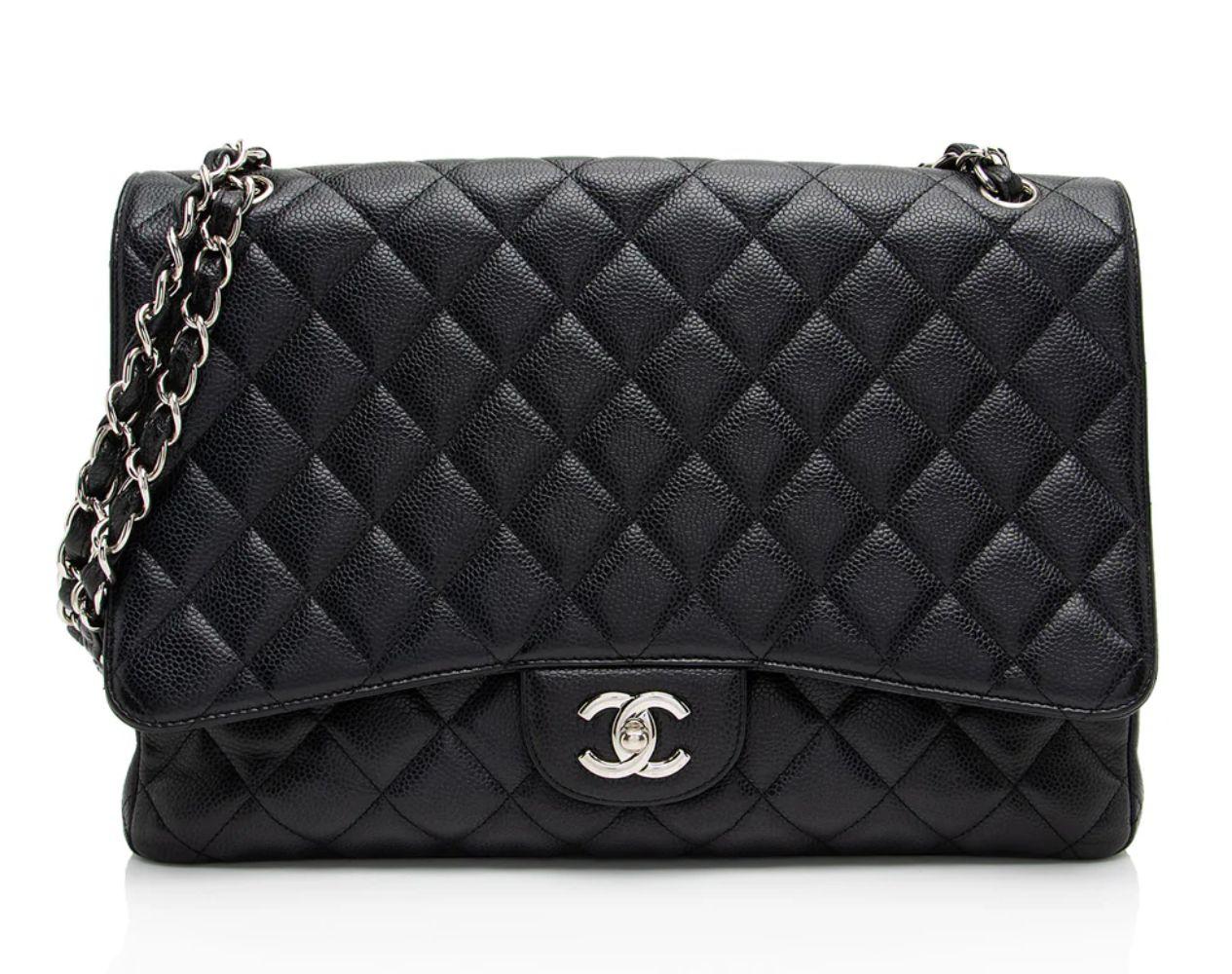 Refurbished Chanel Caviar Leather Classic Maxi Single Flap Bag - Reebelo Deutschland