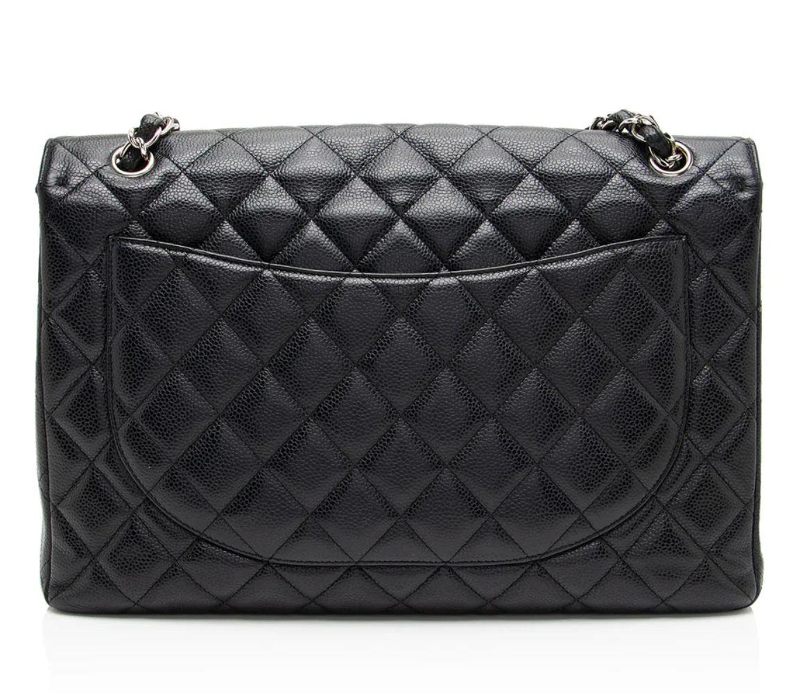 Refurbished Chanel Caviar Leather Classic Maxi Single Flap Bag - Reebelo Deutschland