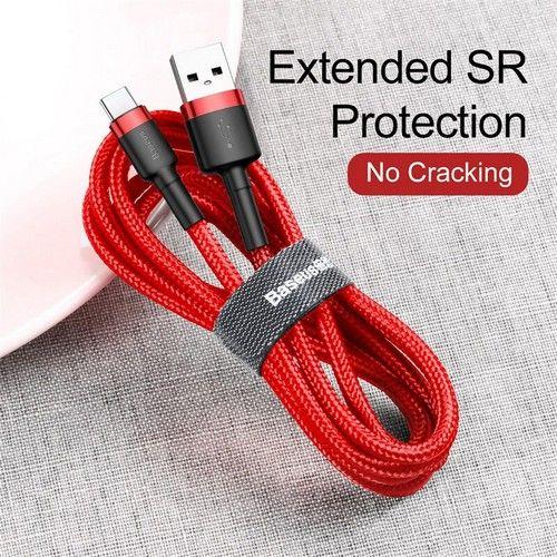 Refurbished Baseus Handykabel cafule Schnellladung USB auf Type-C USB für Samsung 3A 1M Rot - Reebelo Deutschland