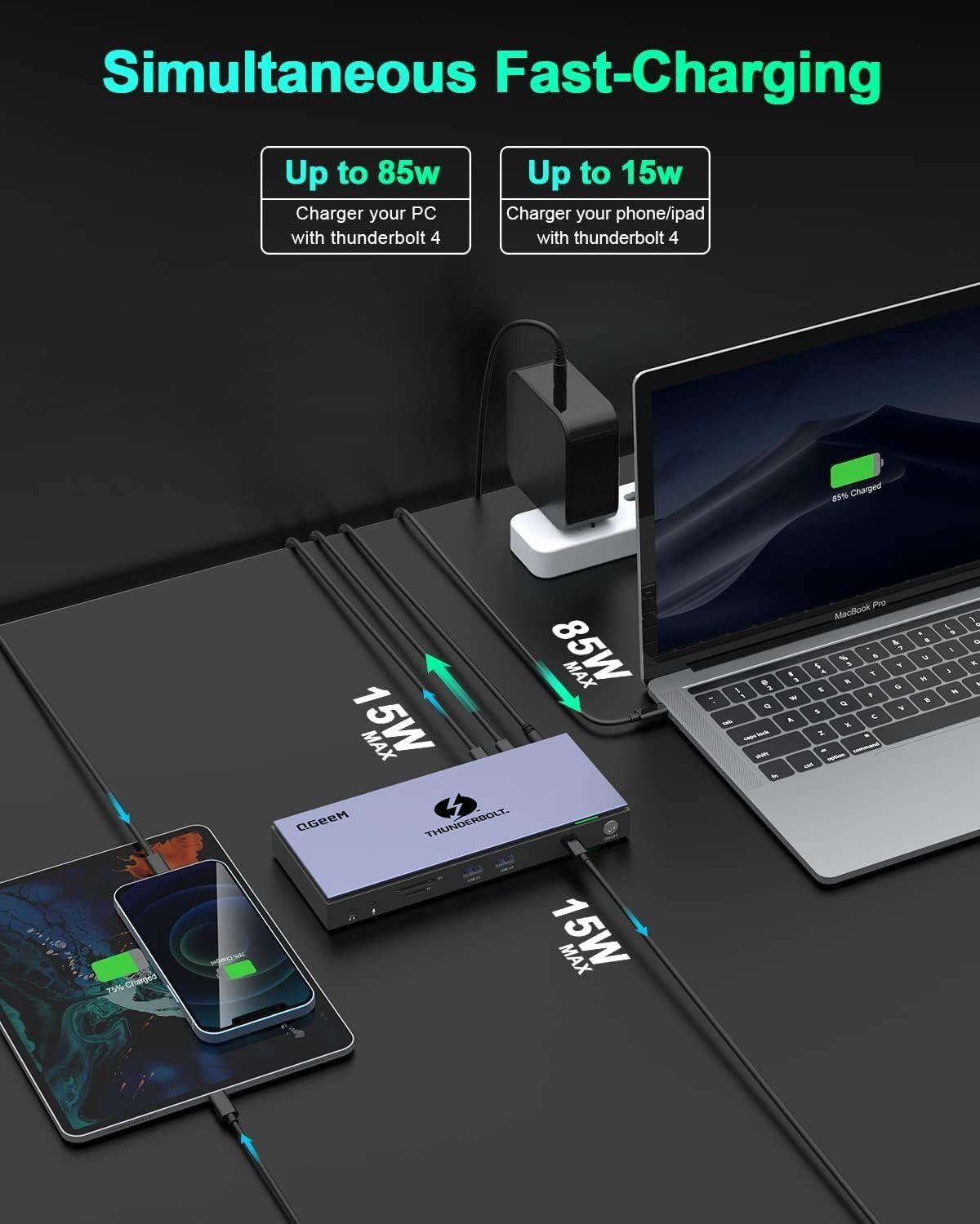 Refurbished QGeeM 16 in 1 Universal USB C Thunderbolt 4 Docking Station - Reebelo Deutschland